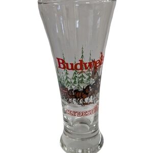 1989 Budweiser Clydesdales Collectible Glass Winter Xmas Christmas Fun Rare